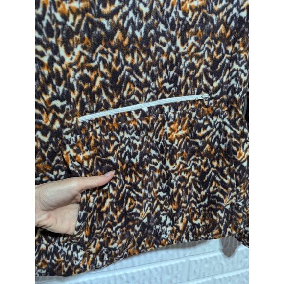 Columbia Women's Brown Animal Print Fleece Hooodie Pullover Kangaroo Pocket Size - Picture 3 of 7
